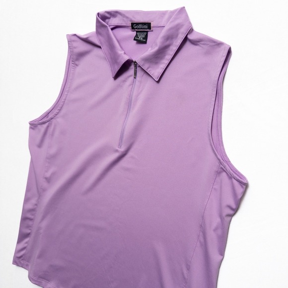 Golftini Womens XL Sleeveless Zip Tech Polo Lavender Golf Tennis - Picture 8 of 12